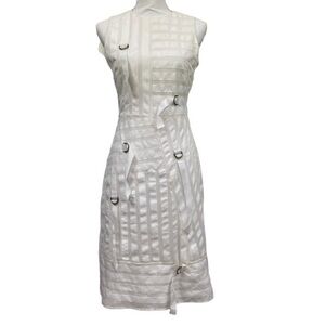 Nicole Miller Collection Silk Midi Dress with Ribbon Buckles